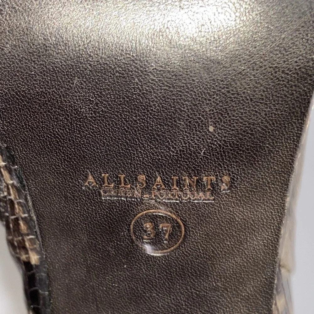 All Saints Roka Leather Snake Boots Bootie Brown Black AllSaints $398